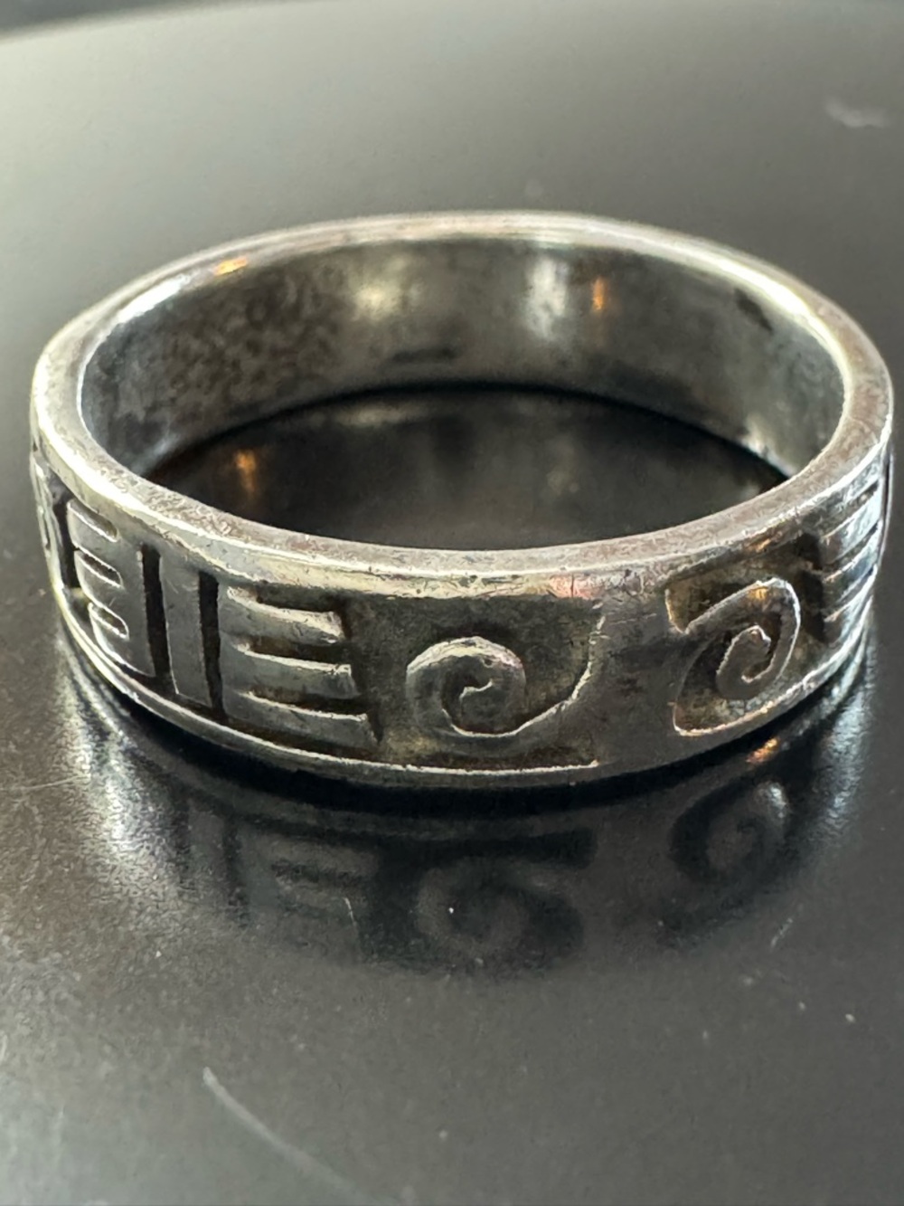 Sterling Silver Engraved Band Ring Size 11.75 - Vintage Scroll